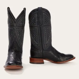 Stetson Men's Black Falls Alligator Square Toe Cowboy Boots 0416